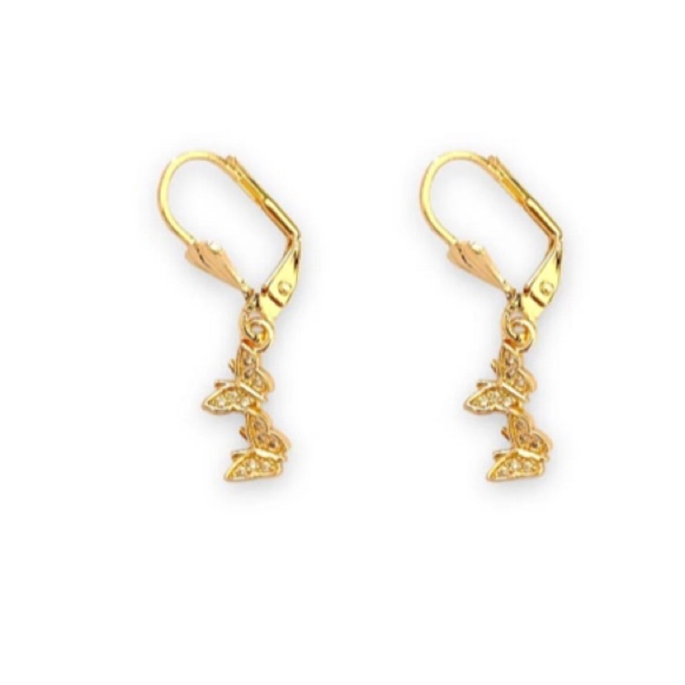 Butterflies lever-back 18k of gold plated earrings